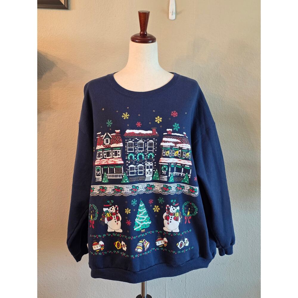 Women's Christmas Holiday Crewneck Sweatshirt SZ 18W/20W Snowman Winter